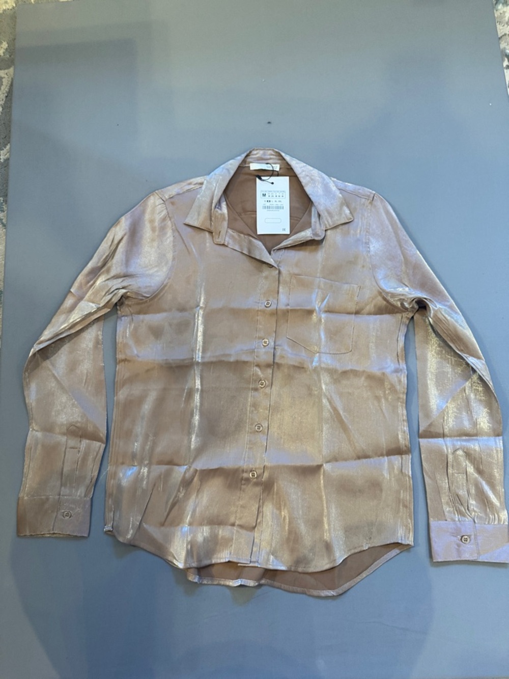 JuJu Metallic Champagne Button-Up Shirt